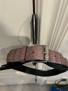 NWOT Justice Glitter Rhinestone Buckle Pink Belt